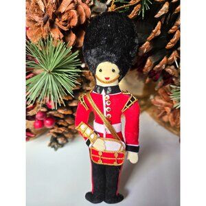 British Royal Guard Soldier Ornament In Red & Black Felt With Gold Embroidery